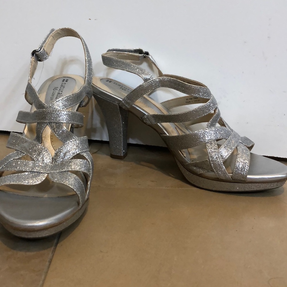 Silver glittery heels
